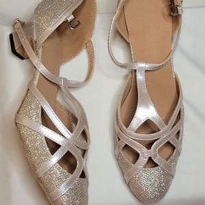 TDA Women T-Strap Glitter Synthetic Salsa Tango Ballroom Latin Party Dance Shoes